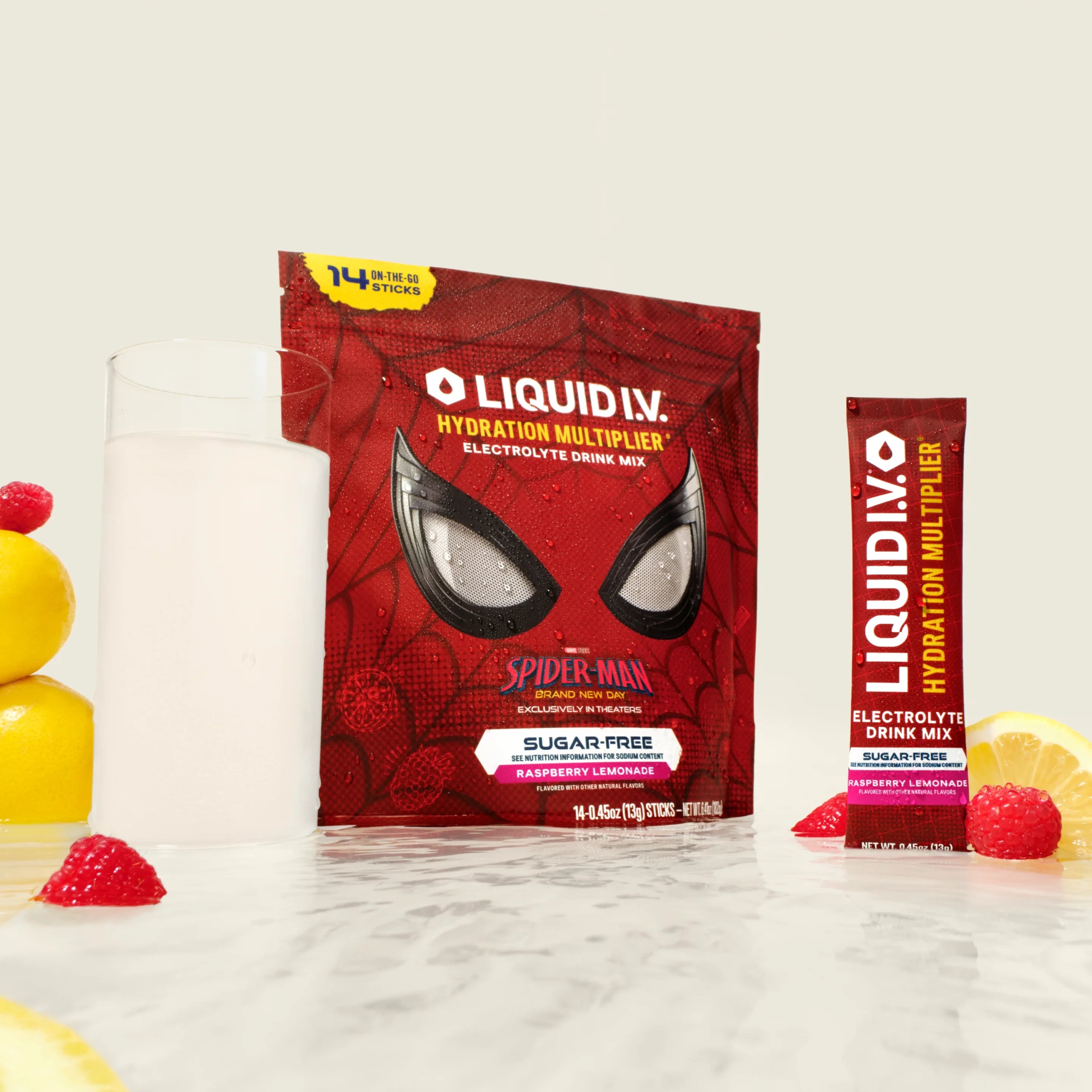Liquid I.V. Limited Edition Spider-Man Raspberry Lemonade Hydration Multiplier® Sugar-Free, Hydration Multiplier Sugar-Free