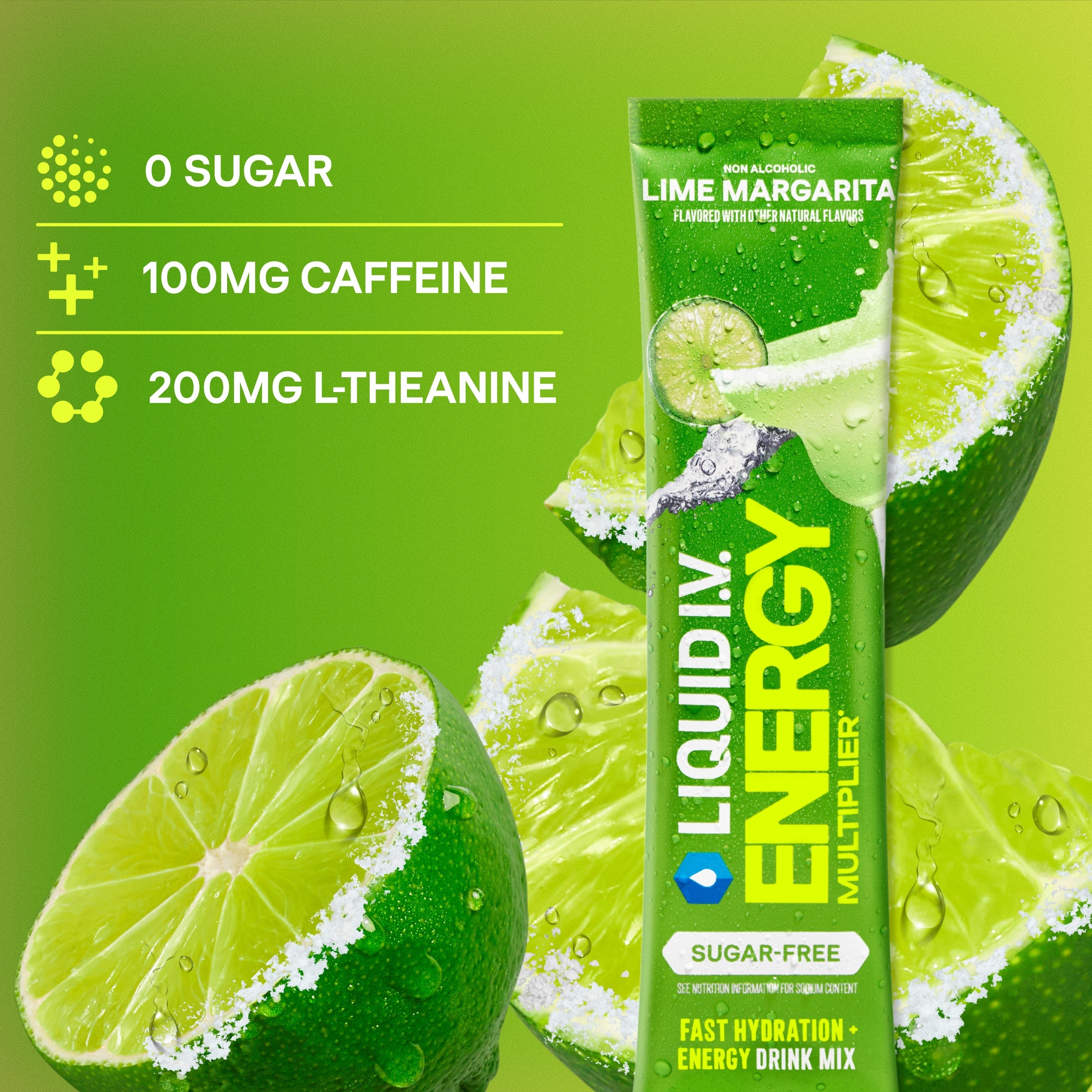 Liquid I.V. Lime Margarita Sugar-Free Energy Multiplier®, 100 mg Natural Caffeine