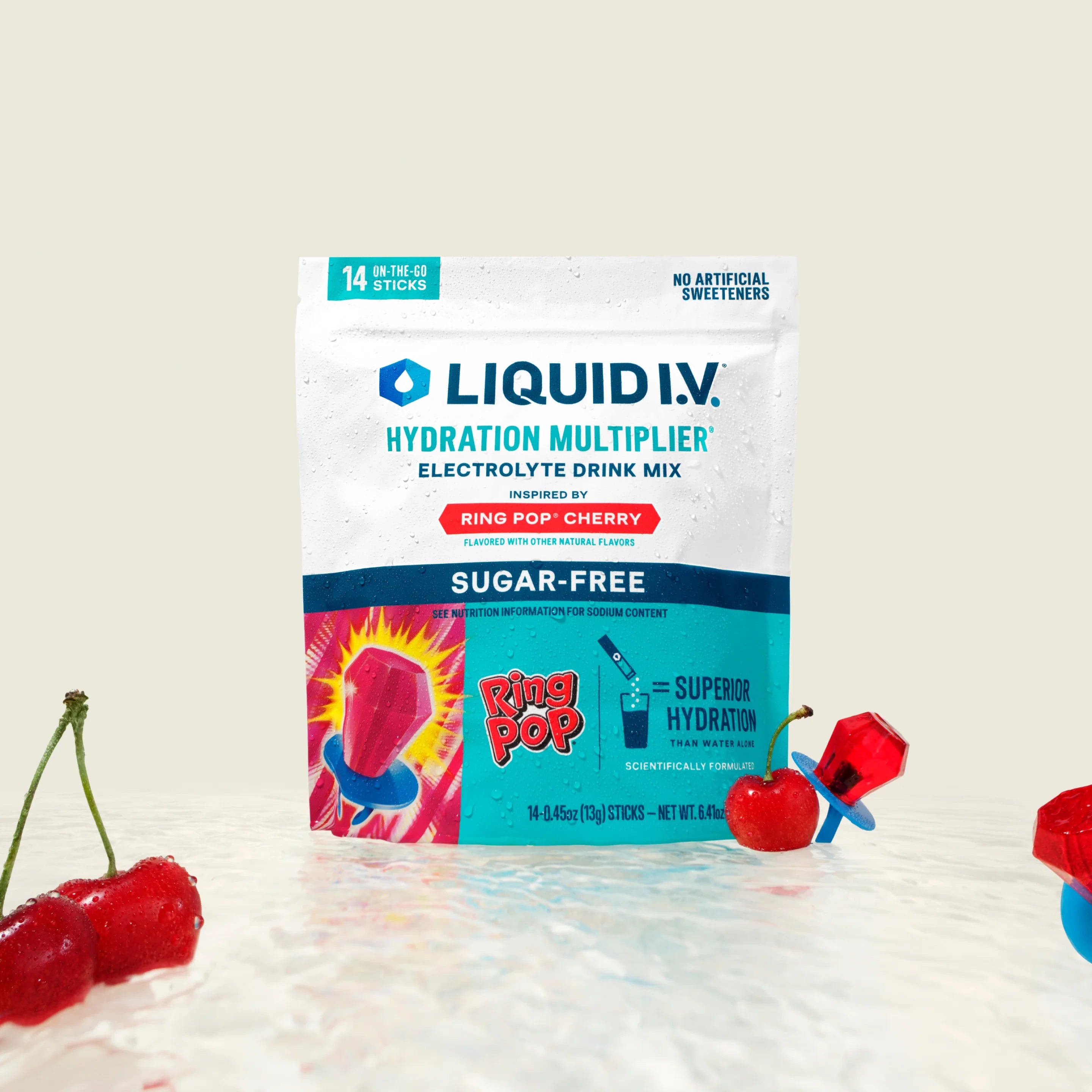 Liquid I.V. Ring Pop® Cherry Hydration Multiplier® Sugar-Free, Hydration Multiplier Sugar-Free