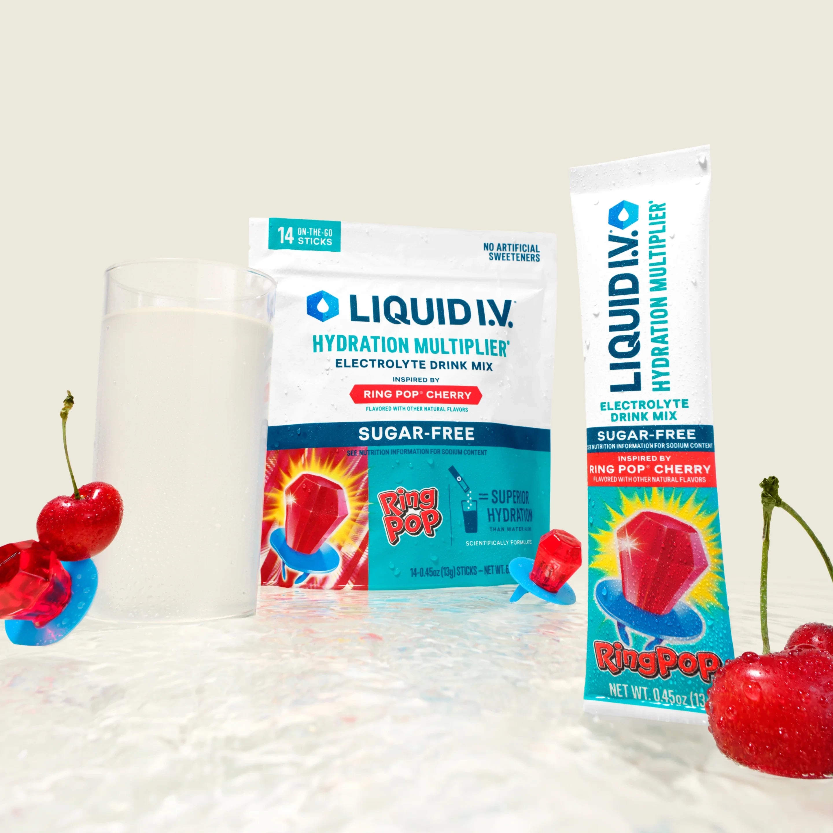 Liquid I.V. Ring Pop® Cherry Hydration Multiplier® Sugar-Free, Hydration Multiplier Sugar-Free