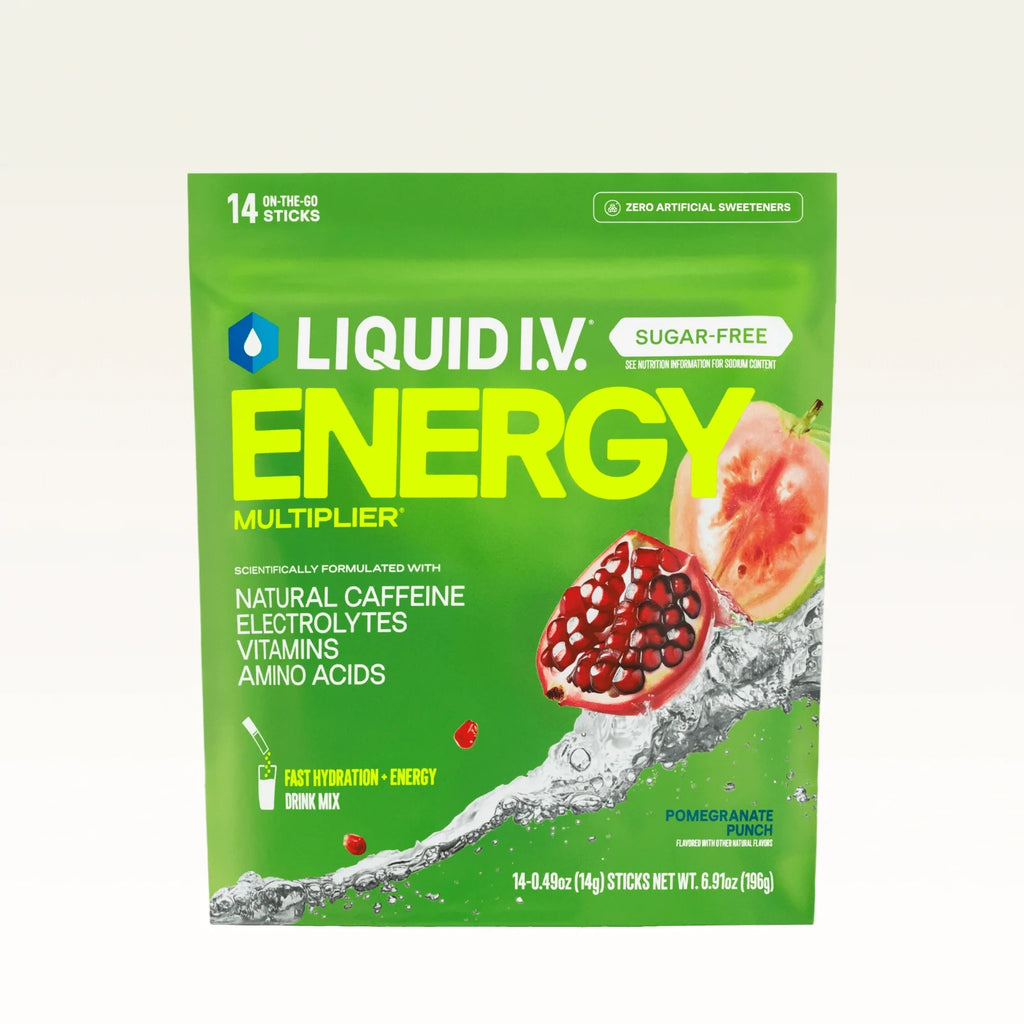 Liquid I.V. Pomegranate Punch Hydration Sugar-Free Energy Multiplier®, 100 mg Natural Caffeine
