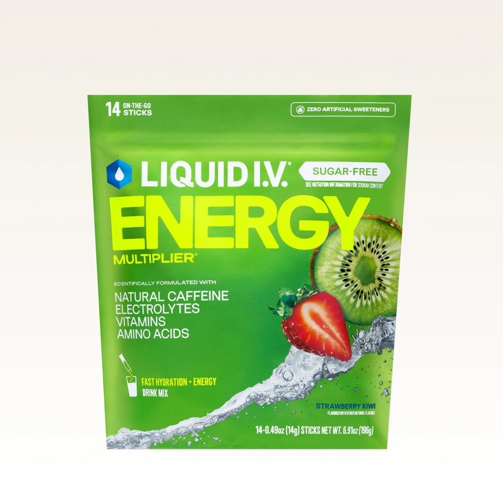Liquid I.V. Strawberry Kiwi Hydration Sugar-Free Energy Multiplier®, 100 mg Natural Caffeine