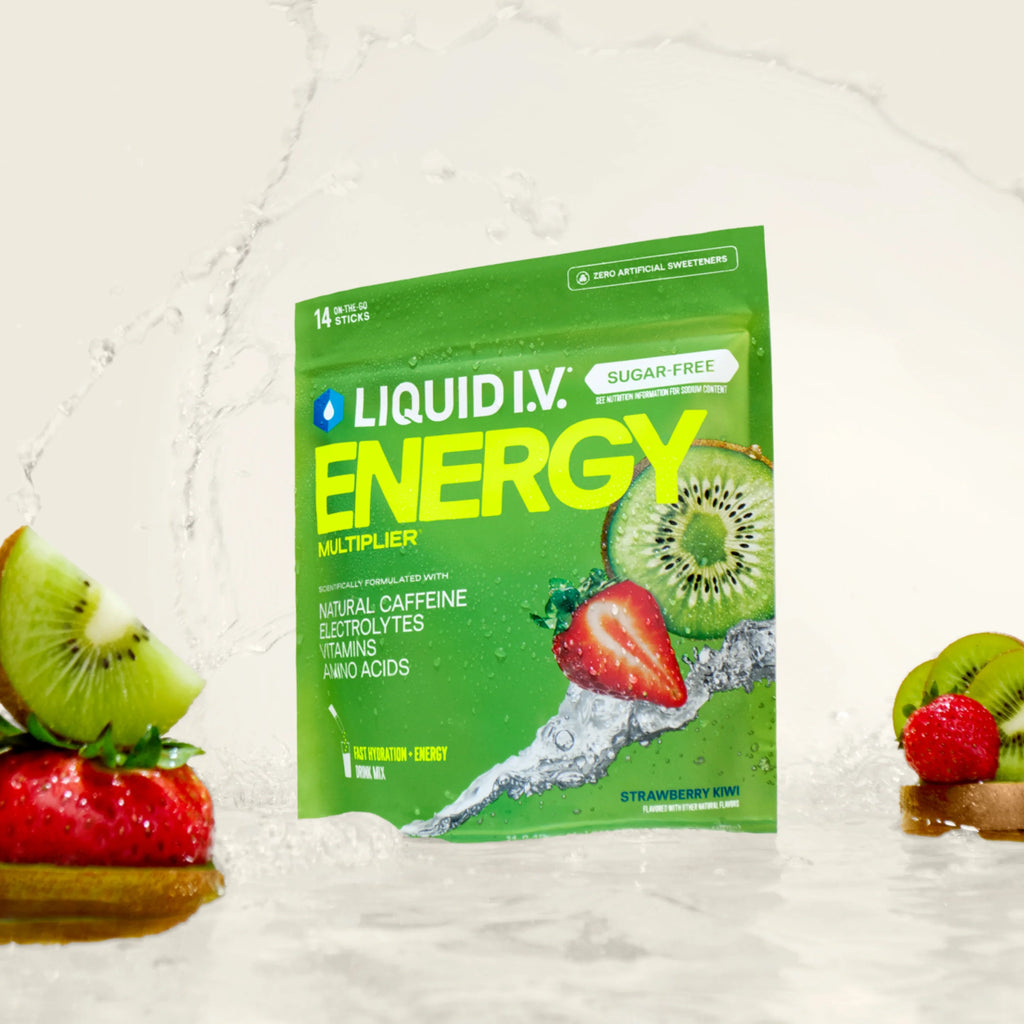 Liquid I.V. Strawberry Kiwi Hydration Sugar-Free Energy Multiplier®, 100 mg Natural Caffeine