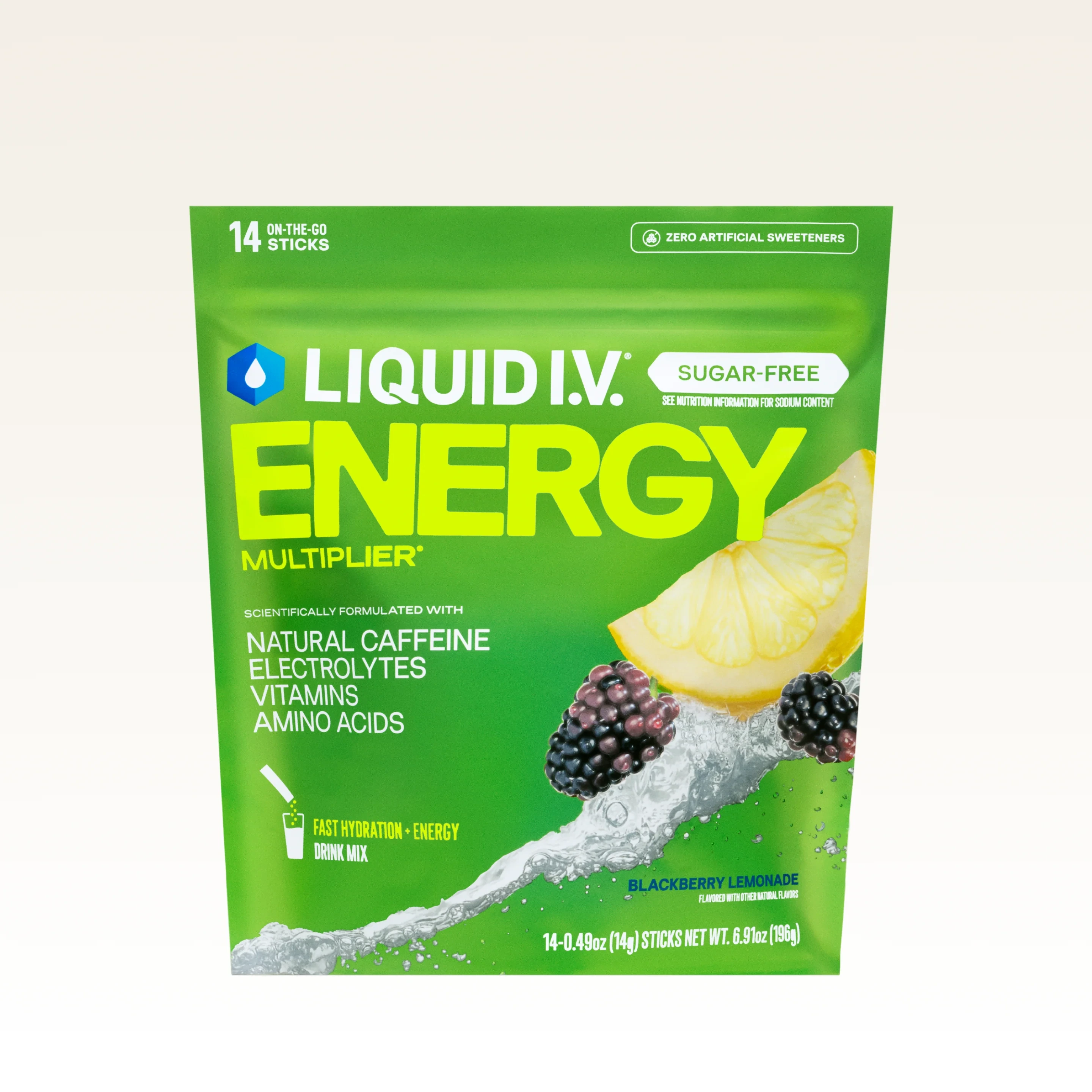 Liquid I.V. Blackberry Lemonade Hydration Sugar-Free Energy Multiplier®, 100 mg Natural Caffeine