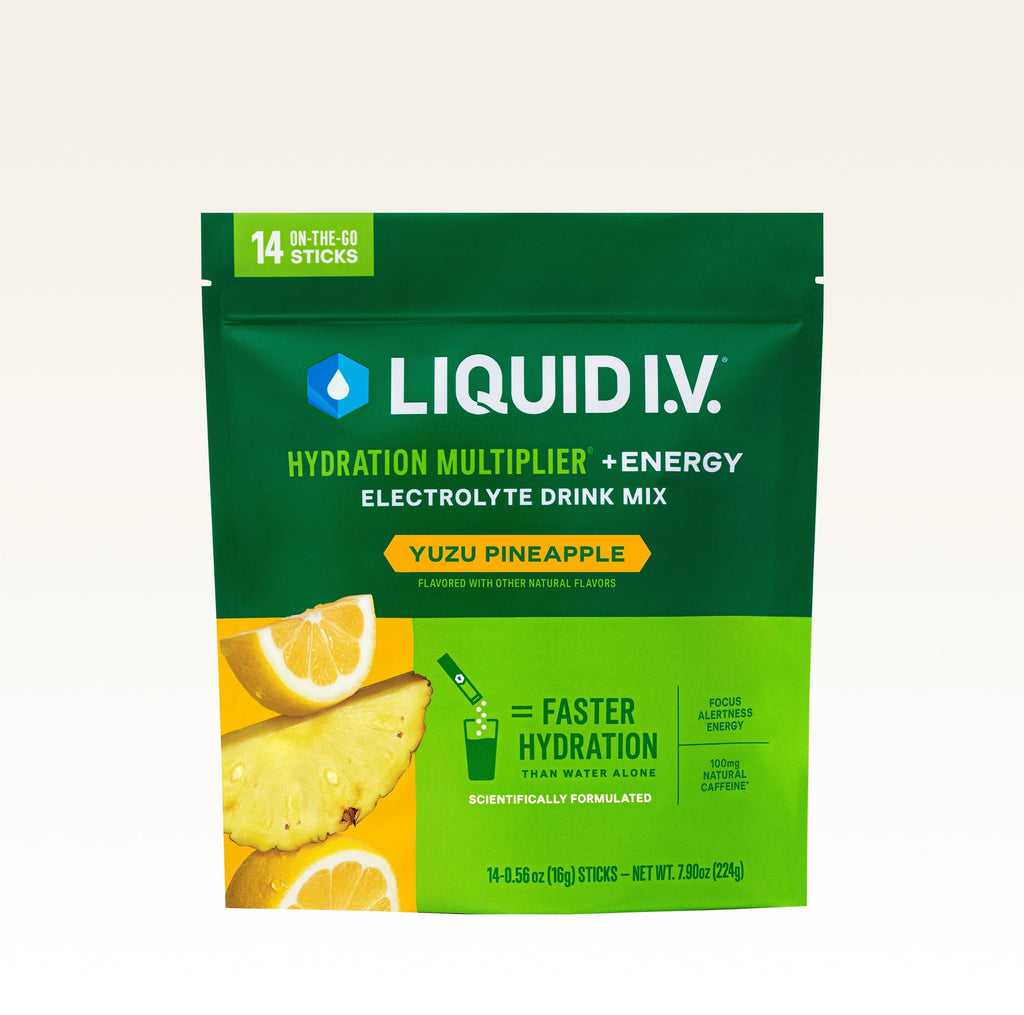 Liquid I.V. Yuzu Pineapple Hydration Multiplier® +Energy, 100 mg Natural Caffeine, Energy Multiplier